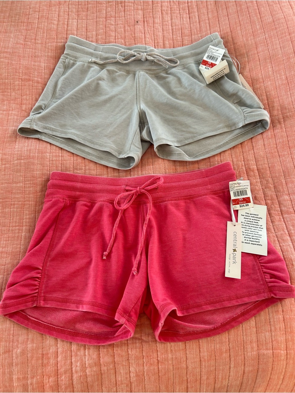 2 Pairs!!  Central Park Women's Pink and Gray Shorts